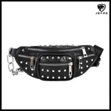 Rivet Style PU Waist Bag Chain Fanny Pack Steampunk Retro Rock Belt