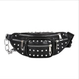 Rivet Style PU Waist Bag Chain Fanny Pack Steampunk Retro Rock Belt
