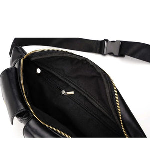 Leather Chest Bag Plaid Belt Fanny Pack