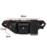 Leather Chest Bag Plaid Belt Fanny Pack