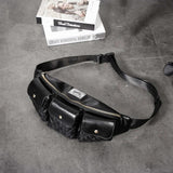 Leather Chest Bag Plaid Belt Fanny Pack