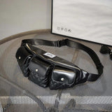 Leather Chest Bag Plaid Belt Fanny Pack