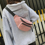Corduroy Waist Bag Zipper Chest Bag Sport Travel Belt Bags