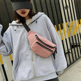 Corduroy Waist Bag Zipper Chest Bag Sport Travel Belt Bags