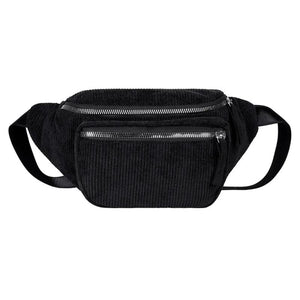 Corduroy Waist Bag Zipper Chest Bag Sport Travel Belt Bags