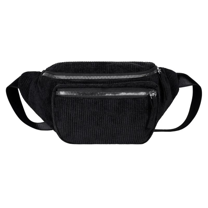 Corduroy Waist Bag Zipper Chest Bag Sport Travel Belt Bags