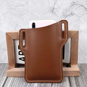 Crazy Horse Leather Cell Phone Pocket Belt Bag