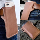 Crazy Horse Leather Cell Phone Pocket Belt Bag
