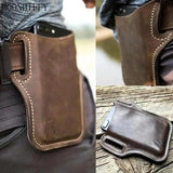 Crazy Horse Leather Cell Phone Pocket Belt Bag