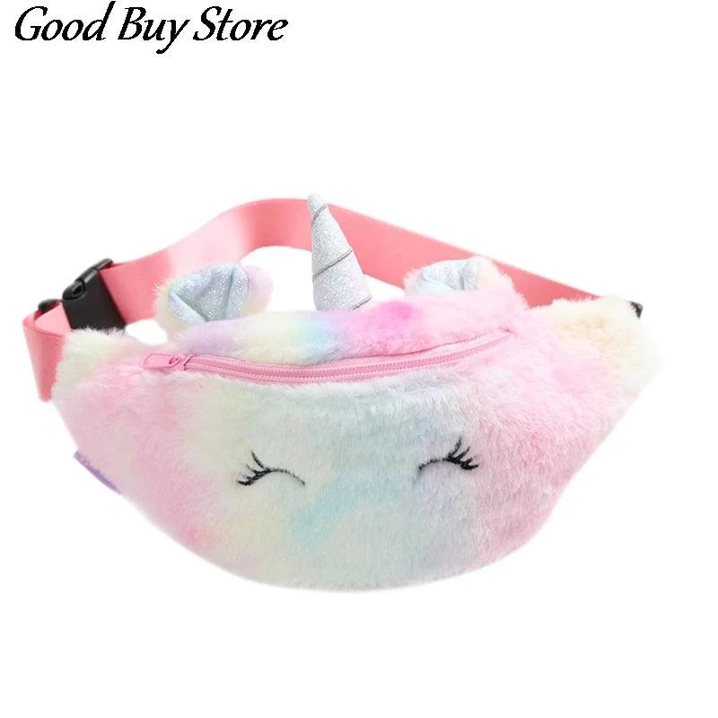 Girls Shoulder Belt Bags Kids Mini Waist Packs Unicorn Chest Phone Pouc