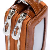 Cow Leather Home Car Keys' Bag Double Pocket Zipper Mini Wallet