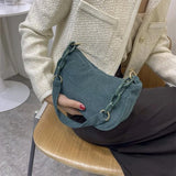 Canvas Chain Handbag Women Shoulder Totes Solid Clutch