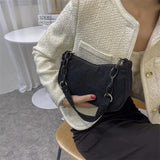 Canvas Chain Handbag Women Shoulder Totes Solid Clutch