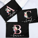 Personalized Name Letter Print Makeup Bag Organizer Wash Storage Pouch