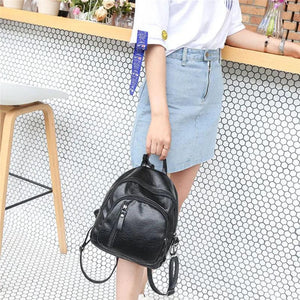 PU Leather Women Backpack Small Zipper Backpacks Bags Student