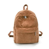 Corduroy Rucksack School Shoulder Bag Solid Backpack