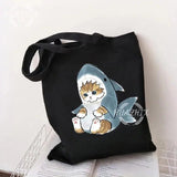 Funny Cat Shark Shopping Bag for Kids and Women