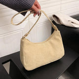Retro Corduroy Solid Shoulder Bag for Women