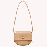 Solid Leather Women Saddle Bag Flap Small Shoulder Purse Handbags