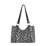 Leopard Shoulder Bag Canvas Large Capacity Tote Shopping Travel Handbag