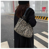 Leopard Shoulder Bag Canvas Large Capacity Tote Shopping Travel Handbag
