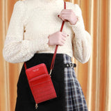 Metal Opening Crossbody Bag Mini Solid PU Leather Shoulder Messenger