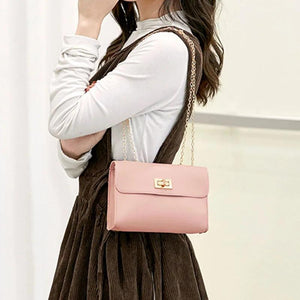 Leather Chain Crossbody Bag Mini Hasp Purses