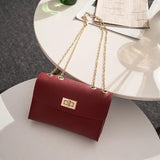 Leather Chain Crossbody Bag Mini Hasp Purses