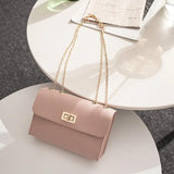 Leather Chain Crossbody Bag Mini Hasp Purses
