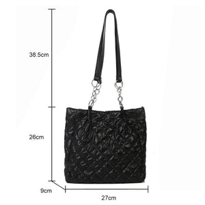 Quilted Cotton Padded Tote Bag Chain Travel Satchel