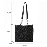 Quilted Cotton Padded Tote Bag Chain Travel Satchel
