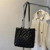 Quilted Cotton Padded Tote Bag Chain Travel Satchel