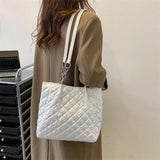 Quilted Cotton Padded Tote Bag Chain Travel Satchel