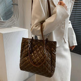 Quilted Cotton Padded Tote Bag Chain Travel Satchel