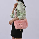 Soft Faux Fur Shoulder Bag with Wide Strap for Women