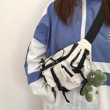 Harajuku Techwear Canvas Sling Bag Gothic Crossbody Handbag Purses and Handbags