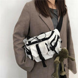 Harajuku Techwear Canvas Sling Bag Gothic Crossbody Handbag Purses and Handbags