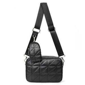 Women's PU Leather Square Handbag Diamond Pattern Shoulder Bag