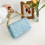 Plaid Shoulder Bag with Chunky Chain for Women