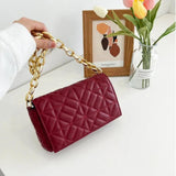 Plaid Shoulder Bag with Chunky Chain for Women