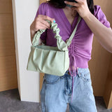 Retro PU Leather Ruffle Shopper Tote