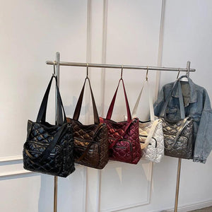 Quilted Crossbody Bag Nylon Top-handle Waterproof Shoulder Bag