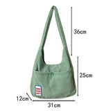 Solid Corduroy Bag Large Capacity Shopping Tote Handbags