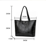 Vintage Crocodile Leather Handbag Large Capacity Shoulder Shopping Bag