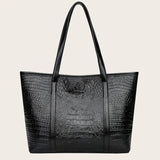 Vintage Crocodile Leather Handbag Large Capacity Shoulder Shopping Bag