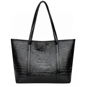 Vintage Crocodile Leather Handbag Large Capacity Shoulder Shopping Bag