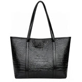 Vintage Crocodile Leather Handbag Large Capacity Shoulder Shopping Bag