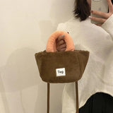 Candy Colors Small Tote Plush Shoulder Bag Faux Fur Female Clutch Purse