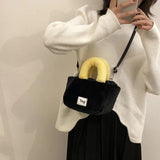 Candy Colors Small Tote Plush Shoulder Bag Faux Fur Female Clutch Purse