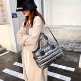 Quilted Cotton Padded Messenger Bag Women Large Capacity Shoulder Bag